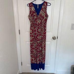 Fuchsia and blue maxi dress